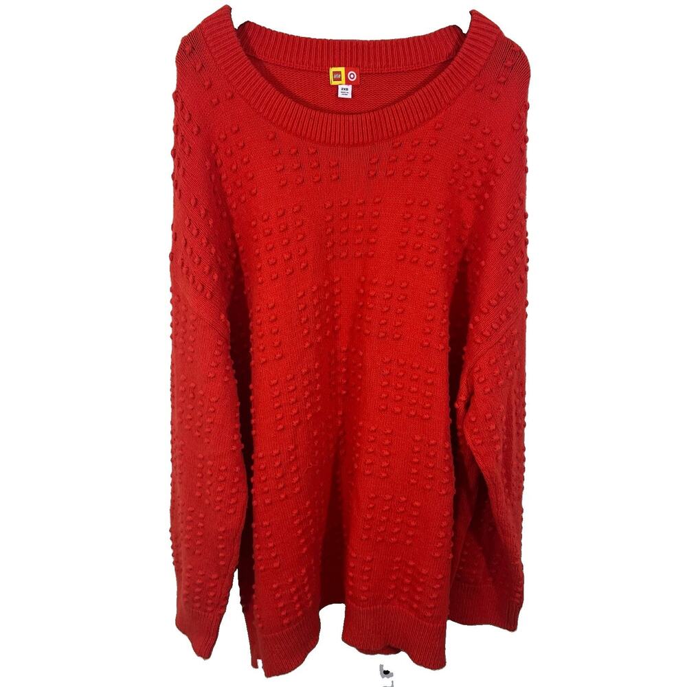 LEGO x Target Red Textured Knit Open Balloon Sleeve Cardigan Sweater 2X unisex